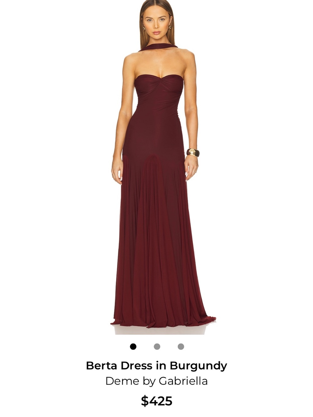 REVOLVE Strapless Berta Maxi Dress in Burgundy